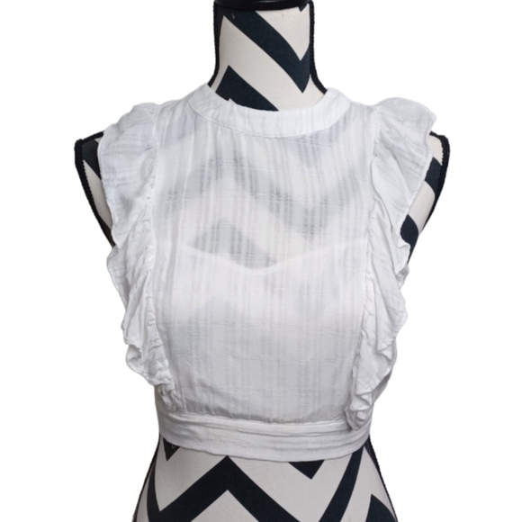 About Us Tops - About Us Beachy Resort Summer Ruffled Dainty Feminine Open Back Crop Top